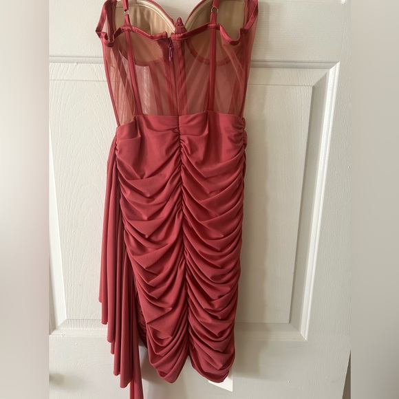 Miss Circle XS Yolie Salmon Pink Ruched Mesh Corset Dress - Picture 5 of 7